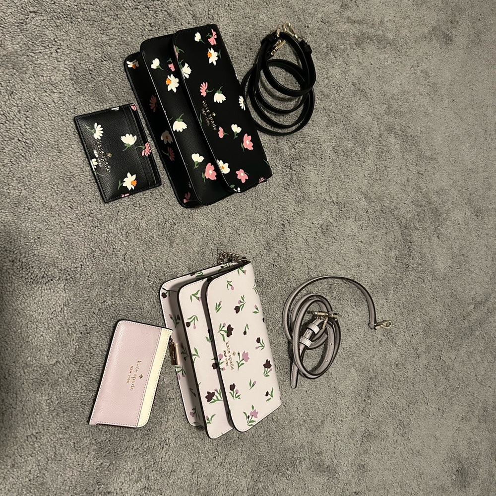 Kate Spade Madison Small Black and Pink Floral Accessories Set